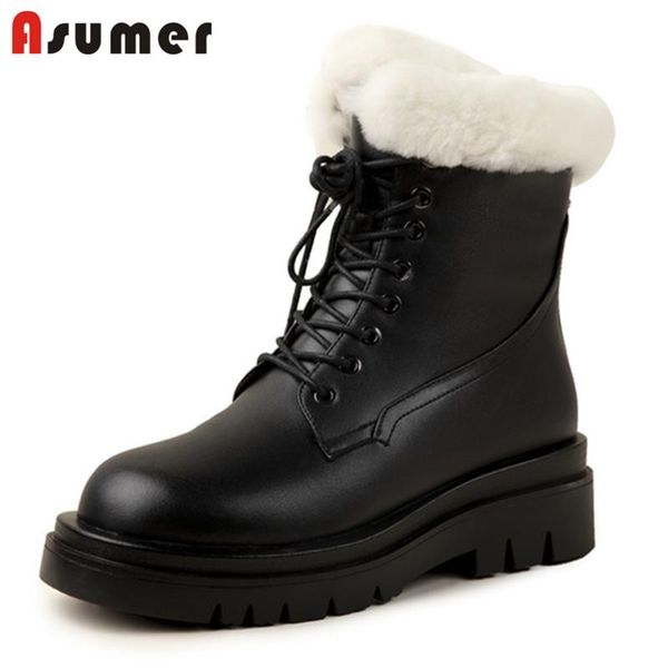 boots asumer snow women winter ankle round toe cross tied thick fur warm casual shoes lady genuine leather, Black
boots asumer snow women winter ankle round toe cross tied thick fur warm casual shoes lady genuine leather, Black