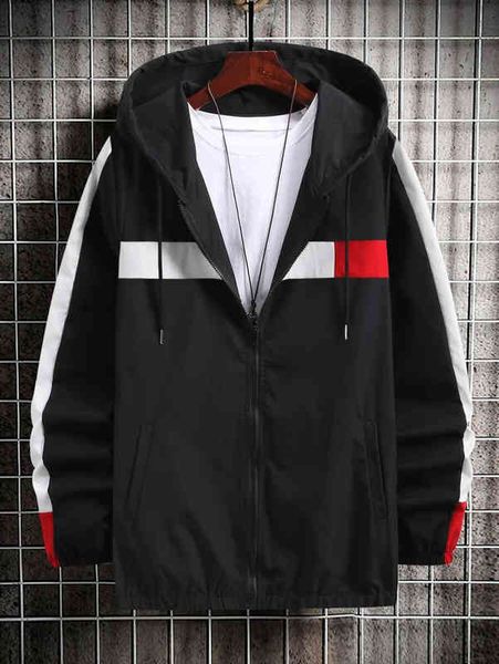 men contrast panel drawstring hooded jacket youth 2022 new spring autumn coat men's versatile trend student splicing 220119, Black;brown
men contrast panel drawstring hooded jacket youth 2022 new spring autumn coat men's versatile trend student splicing 220119, Black;brown