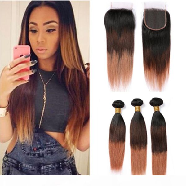 #1b 4 30 medium auburn ombre human hair 3bundles and closure 3tone hair weaves with lace closure 4x4 dark root brazilian virgin hair, Black
#1b 4 30 medium auburn ombre human hair 3bundles and closure 3tone hair weaves with lace closure 4x4 dark root brazilian virgin hair, Black