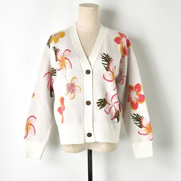 2019 autumn and winter new v-neck bauhinia jacquard sweater cardigan ladies1, White;black
2019 autumn and winter new v-neck bauhinia jacquard sweater cardigan ladies1, White;black