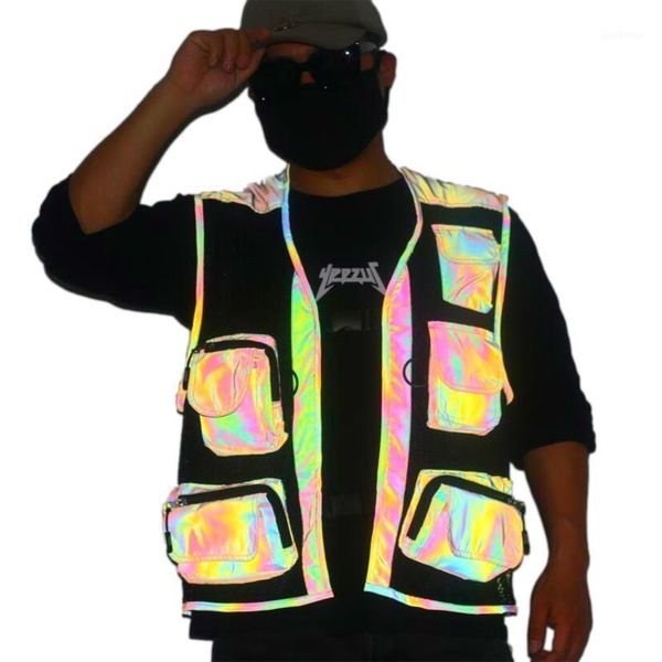 men's high visibility safety vest, seven-color reflective multi-pocket underwaist, luminous personalized mesh garment1, Black;red
men's high visibility safety vest, seven-color reflective multi-pocket underwaist, luminous personalized mesh garment1, Black;red