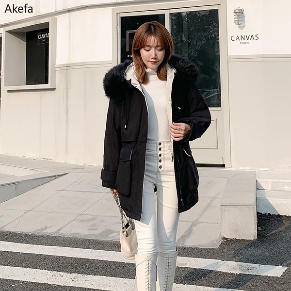 winter long parkas for women korean style hooded jacket solid thick with fur collar big pockets fashion coats femme veste, Black
winter long parkas for women korean style hooded jacket solid thick with fur collar big pockets fashion coats femme veste, Black