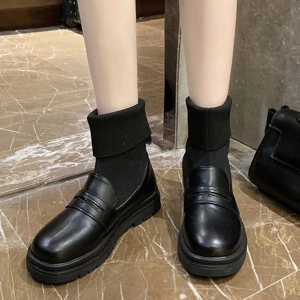 lucyever elastic knitting platform ankle boots for women fashion pu leather chunky shoes woman round toe waterproof booties #9a87, Black
lucyever elastic knitting platform ankle boots for women fashion pu leather chunky shoes woman round toe waterproof booties #9a87, Black
