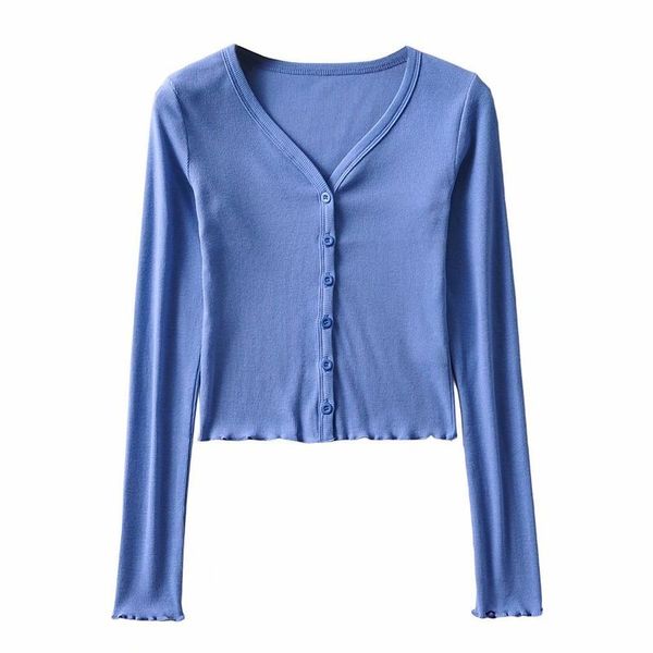 2020 new autumn style v-neck wooden ear edge slim long sleeve t-shirt short women, Black;gray
2020 new autumn style v-neck wooden ear edge slim long sleeve t-shirt short women, Black;gray