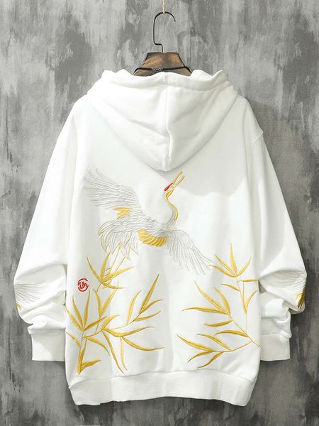 chinese style sweater men's hoodie plush autumn winter ins national loose crane embroidery couple coat trend, Black
chinese style sweater men's hoodie plush autumn winter ins national loose crane embroidery couple coat trend, Black