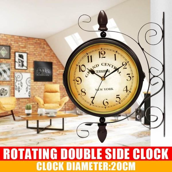 wall clocks retro double side rotating clock metal hanging outdoor /home/garden decor european gift mounted+bracket
wall clocks retro double side rotating clock metal hanging outdoor /home/garden decor european gift mounted+bracket