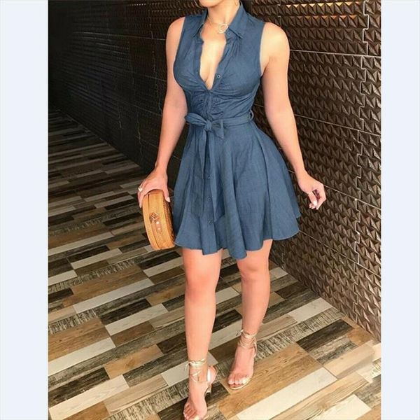 women sleeveless denim deep v neck dress women summer mini blue dress belted party short mini dress clothes vestidso, Black;gray
women sleeveless denim deep v neck dress women summer mini blue dress belted party short mini dress clothes vestidso, Black;gray