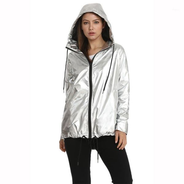 metallic popular loose hooded zipper waterproof women's coat rock style street hipster1, Black
metallic popular loose hooded zipper waterproof women's coat rock style street hipster1, Black