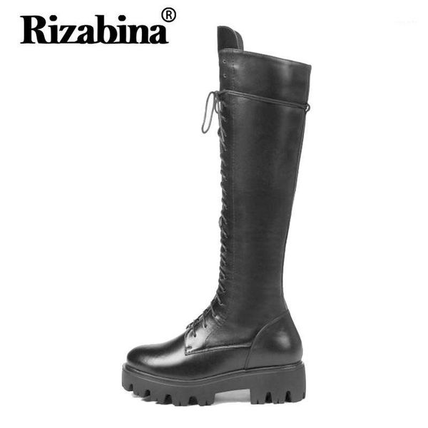 rizabina women genuine leather flats boots lace up warm fur shoes winter punk knee high boots fashion women footwear size 34-391, Black
rizabina women genuine leather flats boots lace up warm fur shoes winter punk knee high boots fashion women footwear size 34-391, Black