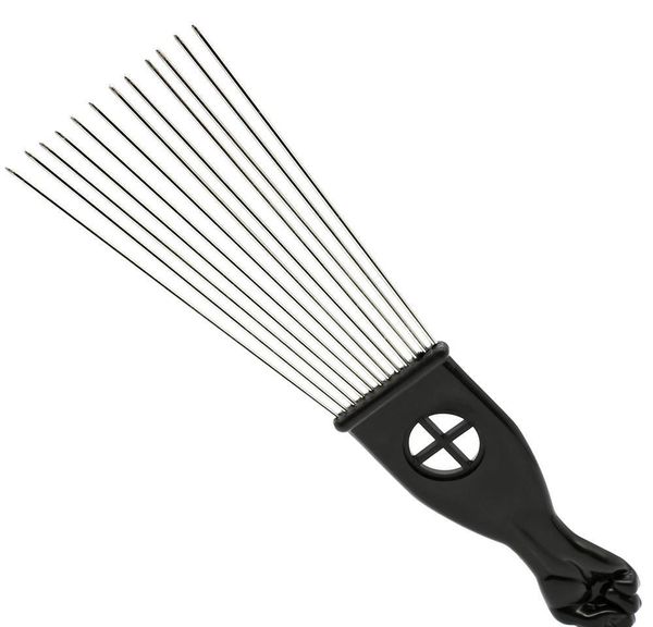 black plast fist handle afro brush stianless steel wide teeth metal hair pick af wmtsao xhqhlady, Silver 
black plast fist handle afro brush stianless steel wide teeth metal hair pick af wmtsao xhqhlady, Silver