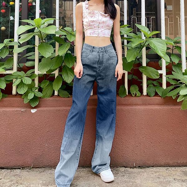 women's 2021 new fashion casual and high street gradient ramp pockets high-waisted slimming thin straight-leg floor-length jeans, Blue
women's 2021 new fashion casual and high street gradient ramp pockets high-waisted slimming thin straight-leg floor-length jeans, Blue
