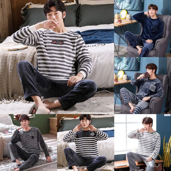 new winter warm flannel cartoon men's pyjamas long sleeve pajamas set male sleepwear coral fleece nightsuits 3xl homewear set q1216, Black;white
new winter warm flannel cartoon men's pyjamas long sleeve pajamas set male sleepwear coral fleece nightsuits 3xl homewear set q1216, Black;white