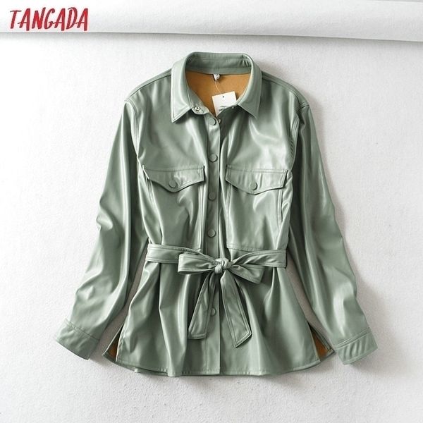 tangada women light green faux leather jacket coat with beltladies long sleeve loose oversize boy friend coat 6a125 201106, Black;brown
tangada women light green faux leather jacket coat with beltladies long sleeve loose oversize boy friend coat 6a125 201106, Black;brown