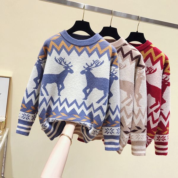 wet 2020 women autumn winter sweatshirt knit jumpers ladies snowflake women's sweater elk print sweaters, White;black
wet 2020 women autumn winter sweatshirt knit jumpers ladies snowflake women's sweater elk print sweaters, White;black