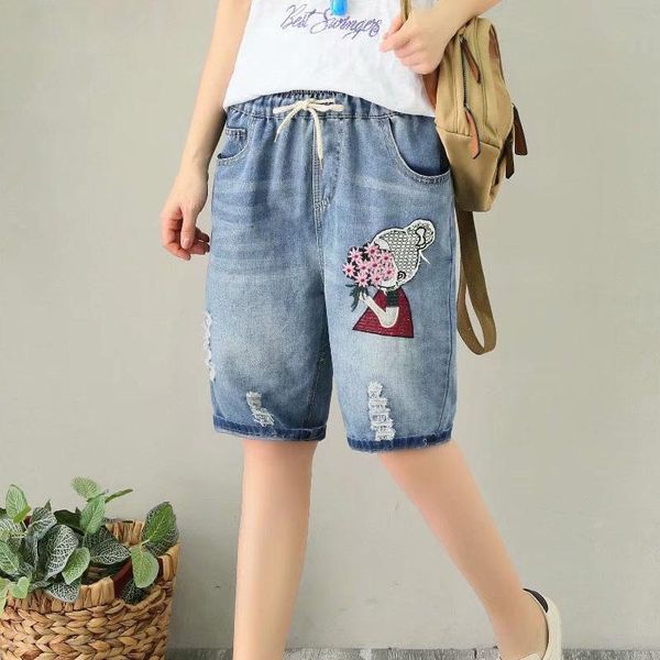women's jeans summer thin flower girl embroidered shorts woman holes ripped ladies vacation beach capris denim short pants, Blue
women's jeans summer thin flower girl embroidered shorts woman holes ripped ladies vacation beach capris denim short pants, Blue