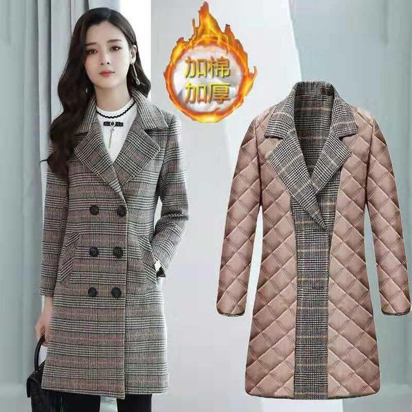 women's wool & blends elegant woolen coat 2021 autumn winter plaid jacket mid-length double breasted thick casual outerwear plus size 6, Black
women's wool & blends elegant woolen coat 2021 autumn winter plaid jacket mid-length double breasted thick casual outerwear plus size 6, Black