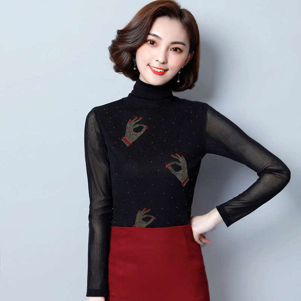 mesh temperament base new high collar long sleeve t-shirt drill solid color bottom coat women, Black;gray
mesh temperament base new high collar long sleeve t-shirt drill solid color bottom coat women, Black;gray