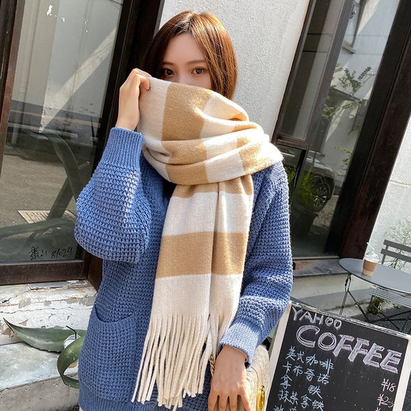 autumn and winter color matching scarf for women thickened brand new versatile british plaid tassel shawl imitation cashmere bib klwe, Blue;gray
autumn and winter color matching scarf for women thickened brand new versatile british plaid tassel shawl imitation cashmere bib klwe, Blue;gray