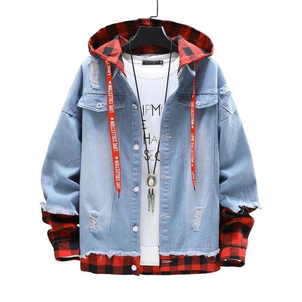 jacket men 2020 spring and autumn new fashion casual men spliced ripped hooded slim men's single-breasted denim jacket, Black;brown
jacket men 2020 spring and autumn new fashion casual men spliced ripped hooded slim men's single-breasted denim jacket, Black;brown