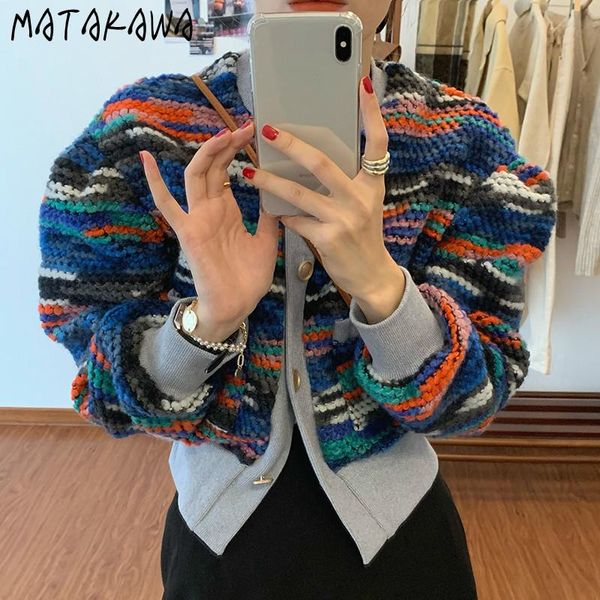 women's jackets fashion round neck striped woman coat color matching single-breasted loose long-sleeved sweater jacket women, Black;brown
women's jackets fashion round neck striped woman coat color matching single-breasted loose long-sleeved sweater jacket women, Black;brown