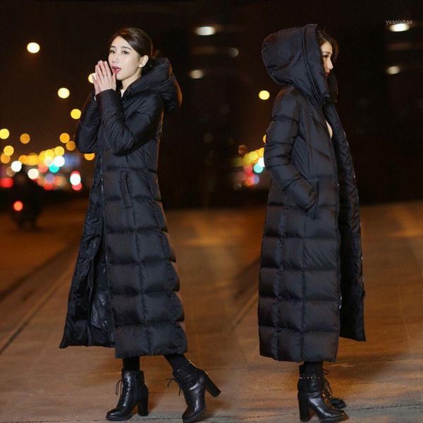 lengthened long knee-length super long thickened women's hooded down jacket1, Black
lengthened long knee-length super long thickened women's hooded down jacket1, Black