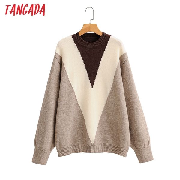 tangada women fashion elegant color block knitted sweater jumper o neck female oversize pullovers chic 1f210 201031, White;black
tangada women fashion elegant color block knitted sweater jumper o neck female oversize pullovers chic 1f210 201031, White;black