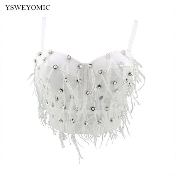 2020 winter camisole women costume strap crop luxury handwork crystal bra bead feathers tassels lingerie club bralette, White
2020 winter camisole women costume strap crop luxury handwork crystal bra bead feathers tassels lingerie club bralette, White