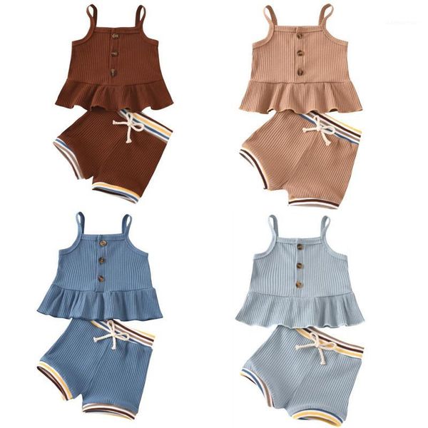 2020 casual baby ribbed knitted clothing 0-18m summer new boys girls 2pcs button ruffle sleeveless vest+striped shorts sets1, White
2020 casual baby ribbed knitted clothing 0-18m summer new boys girls 2pcs button ruffle sleeveless vest+striped shorts sets1, White