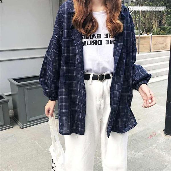 women's oversized check shirts vintage cardigan shirt long sleeve spring autumn ladies clothes cotton plaid blouse female, White
women's oversized check shirts vintage cardigan shirt long sleeve spring autumn ladies clothes cotton plaid blouse female, White