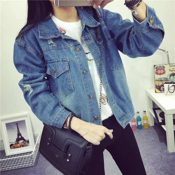 women's denim clothing spring autumn new fashion large size casual coat retro hole long sleeve loose wild denim shirt female b75, Black;brown
women's denim clothing spring autumn new fashion large size casual coat retro hole long sleeve loose wild denim shirt female b75, Black;brown