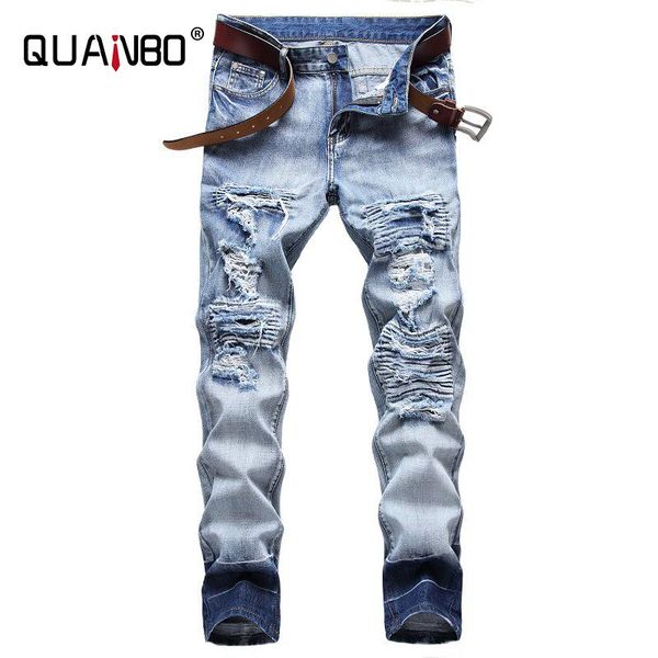 men's jeans oversize 40 42 designer ripped pants 2021 arrival light blue hole slim fit straight denim trousers
men's jeans oversize 40 42 designer ripped pants 2021 arrival light blue hole slim fit straight denim trousers