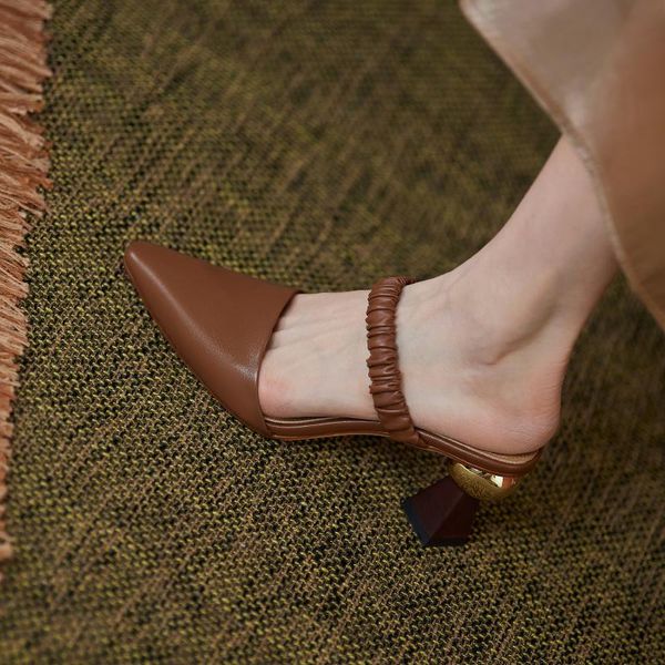 sandals 2021 women women's shoes 22-25cm natural leather pointed toe shaped heel spring and summer sandalias de mujer, Black
sandals 2021 women women's shoes 22-25cm natural leather pointed toe shaped heel spring and summer sandalias de mujer, Black