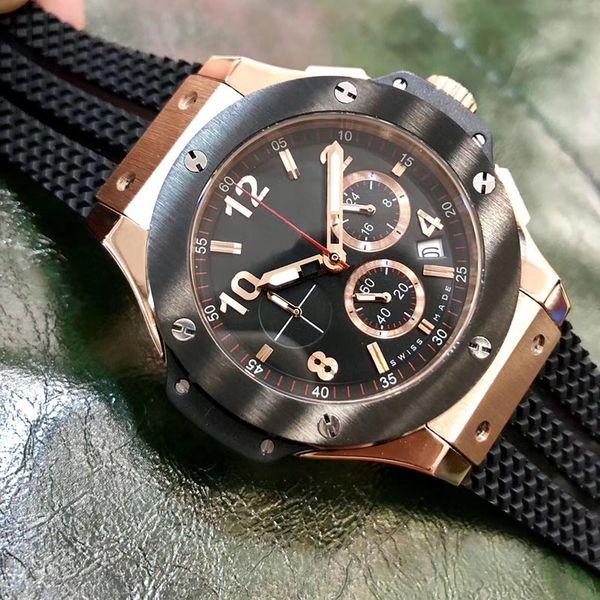 new soft rubber strap sport men's watches ceramic bezel japanese vk quartz chronograph watch luxury bang montre de lux, Slivery;brown
new soft rubber strap sport men's watches ceramic bezel japanese vk quartz chronograph watch luxury bang montre de lux, Slivery;brown
