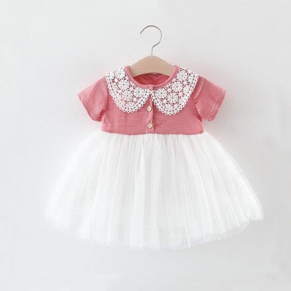 girl's dresses girls dress summer slim mesh striped short-sleeved stitching children's clothing, Red;yellow
girl's dresses girls dress summer slim mesh striped short-sleeved stitching children's clothing, Red;yellow