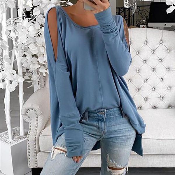 off shoulder t shirt women casual irregular hem o neck pullover simple solid long sleeve female loose t shirt, White
off shoulder t shirt women casual irregular hem o neck pullover simple solid long sleeve female loose t shirt, White