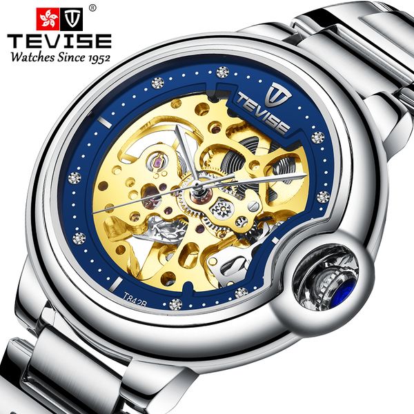 fashion brand tevise new men automatic mechanical watch stainless steel skeleton wristwatch male gifts clock, Slivery;brown
fashion brand tevise new men automatic mechanical watch stainless steel skeleton wristwatch male gifts clock, Slivery;brown
