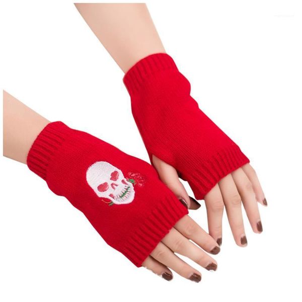 New Fashion Winter Warm Women Girl Embroidered skull Print Knitted Half Finger Gloves Outdoor Keep Soft Warm Mitten Accessories1, Blue;gray
New Fashion Winter Warm Women Girl Embroidered skull Print Knitted Half Finger Gloves Outdoor Keep Soft Warm Mitten Accessories1, Blue;gray