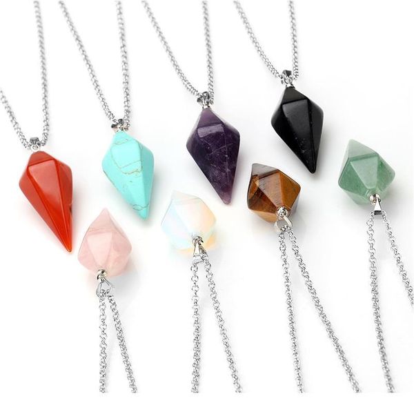 men women natural healing gem stone necklaces crystal pendants quartz cone hexagonal pendulum reiki chakra pendul qylfip, Black
men women natural healing gem stone necklaces crystal pendants quartz cone hexagonal pendulum reiki chakra pendul qylfip, Black