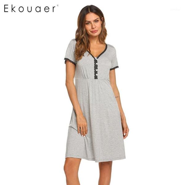 ekouaer nightgown chemise sleepshirts women nightwear women floral lace v -neck short sleeve rayon night dress sleepwear1, Black;red 
ekouaer nightgown chemise sleepshirts women nightwear women floral lace v -neck short sleeve rayon night dress sleepwear1, Black;red