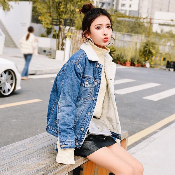 basic jackets denim daily outwear street wear womens student harajuku korean style with fur short warm thickening trendy, Black;brown
basic jackets denim daily outwear street wear womens student harajuku korean style with fur short warm thickening trendy, Black;brown