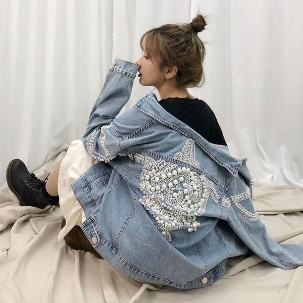 women's jackets runway women pearl denim jacket fall bf style long sleeve turn down collar casual jean outwear, Black;brown
women's jackets runway women pearl denim jacket fall bf style long sleeve turn down collar casual jean outwear, Black;brown