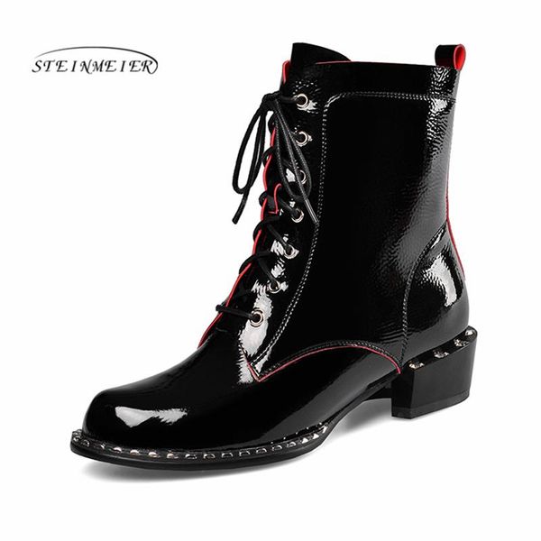 2020 autumn winter quality genuine leather punk short boots lace up thick heels women ankle boots party shoes woman steinmeier, Black
2020 autumn winter quality genuine leather punk short boots lace up thick heels women ankle boots party shoes woman steinmeier, Black