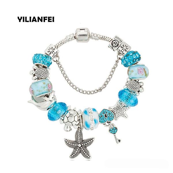 charm bracelets yilianfei starfish pendant fashion elegant bracelet & bangles with blue chamilia/crystal/glass beads for women bt0205, Golden;silver
charm bracelets yilianfei starfish pendant fashion elegant bracelet & bangles with blue chamilia/crystal/glass beads for women bt0205, Golden;silver