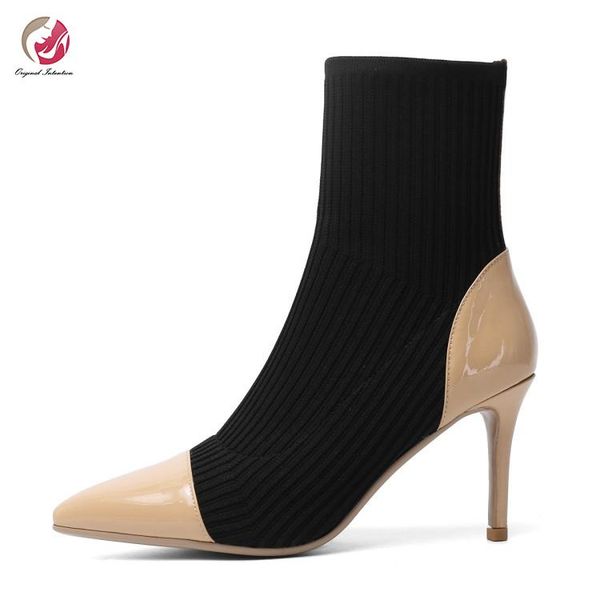 original intention stylish mixed color concise ankle boots woman pointed toe thin high heels black shoes woman party casual shoe
original intention stylish mixed color concise ankle boots woman pointed toe thin high heels black shoes woman party casual shoe