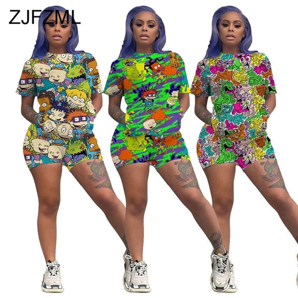 plus size 2 piece club outfit summer clothes for women cartoon character print loose and biker short sweat suit matching set y200822, Gray
plus size 2 piece club outfit summer clothes for women cartoon character print loose and biker short sweat suit matching set y200822, Gray