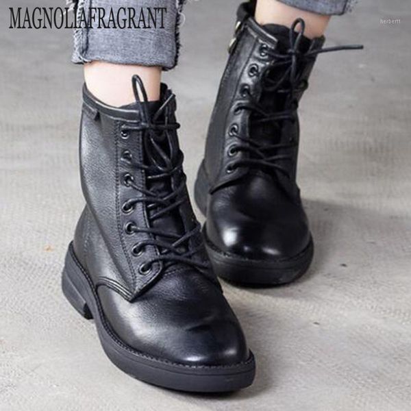 boots autumn winter genuine leather women lace up ankle for round toe platform ay111, Black
boots autumn winter genuine leather women lace up ankle for round toe platform ay111, Black