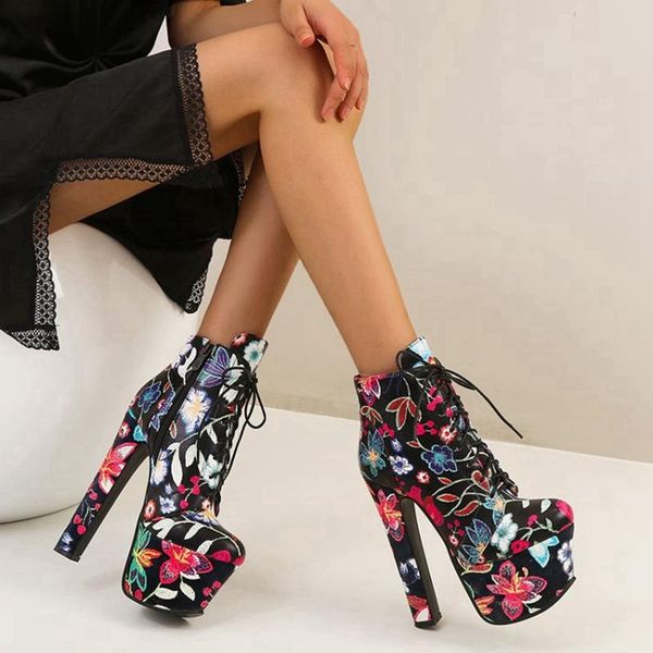 boots women mutil color ankle botas autumn winter super high heels 17cm platform 6.5cm female booties round toe ladies shoes z35, Black
boots women mutil color ankle botas autumn winter super high heels 17cm platform 6.5cm female booties round toe ladies shoes z35, Black