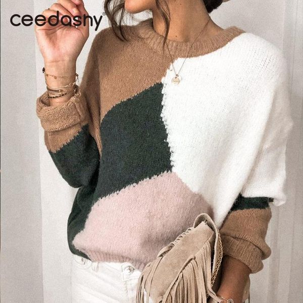 women's sweaters korean style patchwork knitted sweater pullovers women winter fashion o-neck long sleeve print warm jumper, White;black
women's sweaters korean style patchwork knitted sweater pullovers women winter fashion o-neck long sleeve print warm jumper, White;black