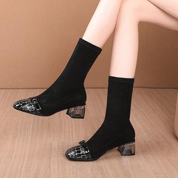 fashion genuine leatehr shoes woman mixed colors thick high heels boots boots 2020 autumn winter working party ankle1, Black
fashion genuine leatehr shoes woman mixed colors thick high heels boots boots 2020 autumn winter working party ankle1, Black
