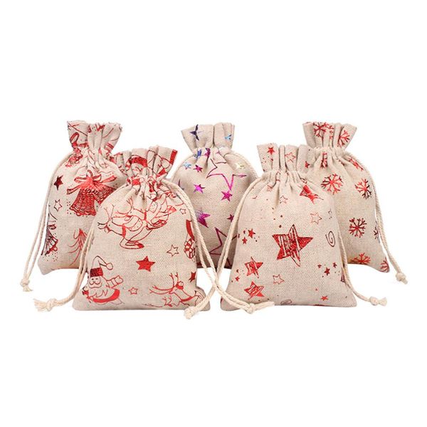 10шт рождество конфеты мешок drawstring подарочные пакеты для хранения сумки для фантик подарков день рождения christmas party favor инвента